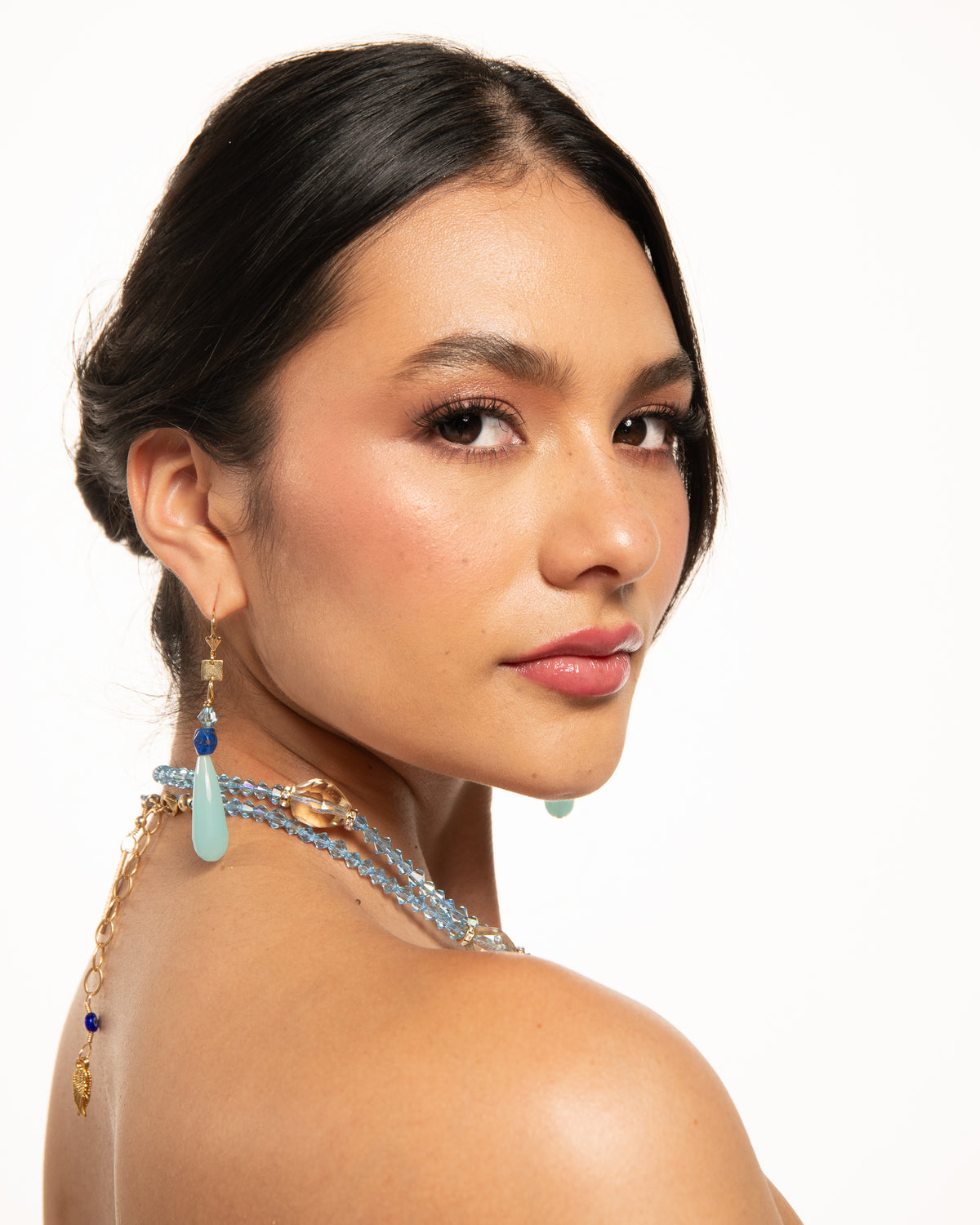 AZULEJO EARRINGS GOLD AQUA