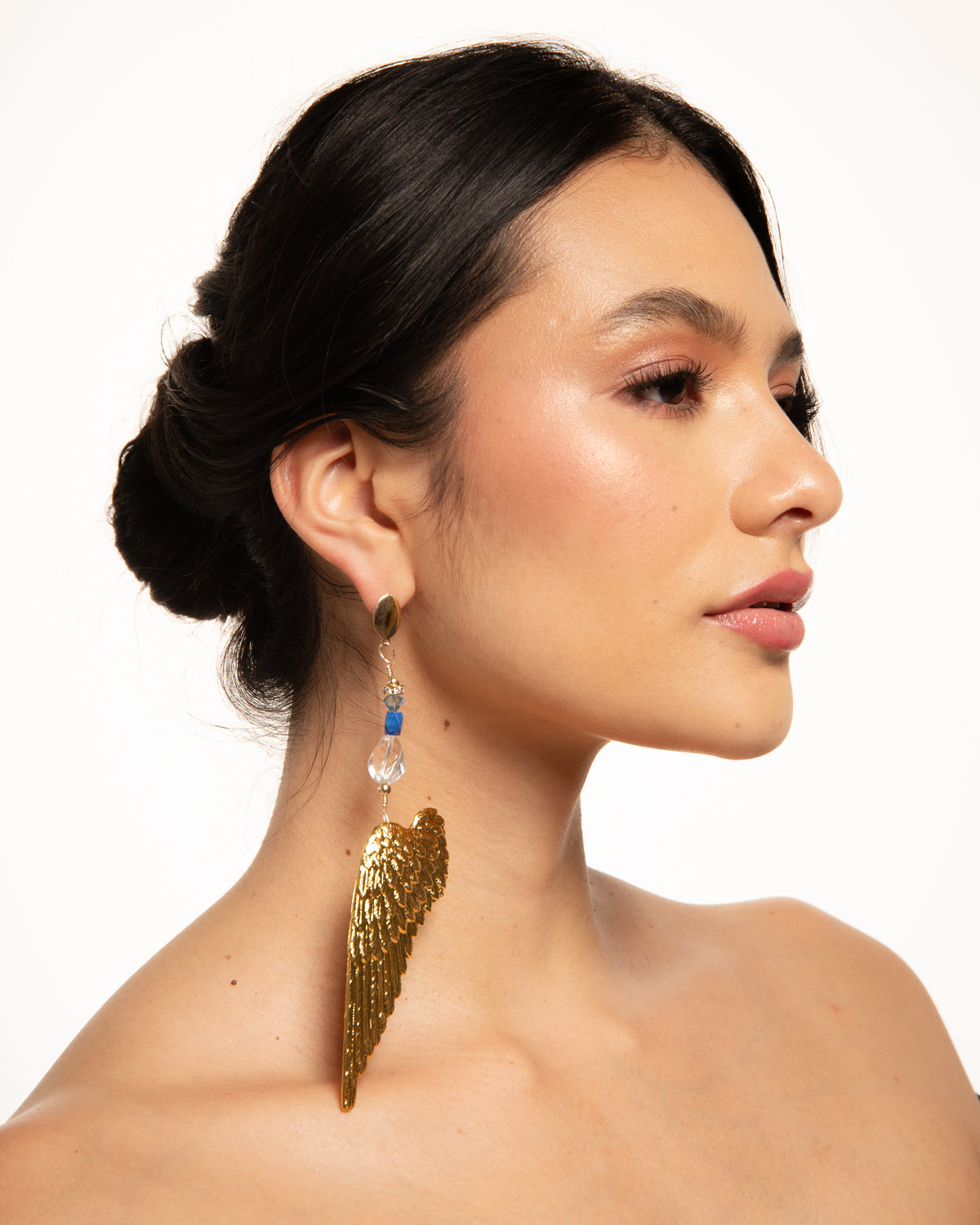 JOPHIEL EARRINGS GOLD LAPIS CRYSTAL