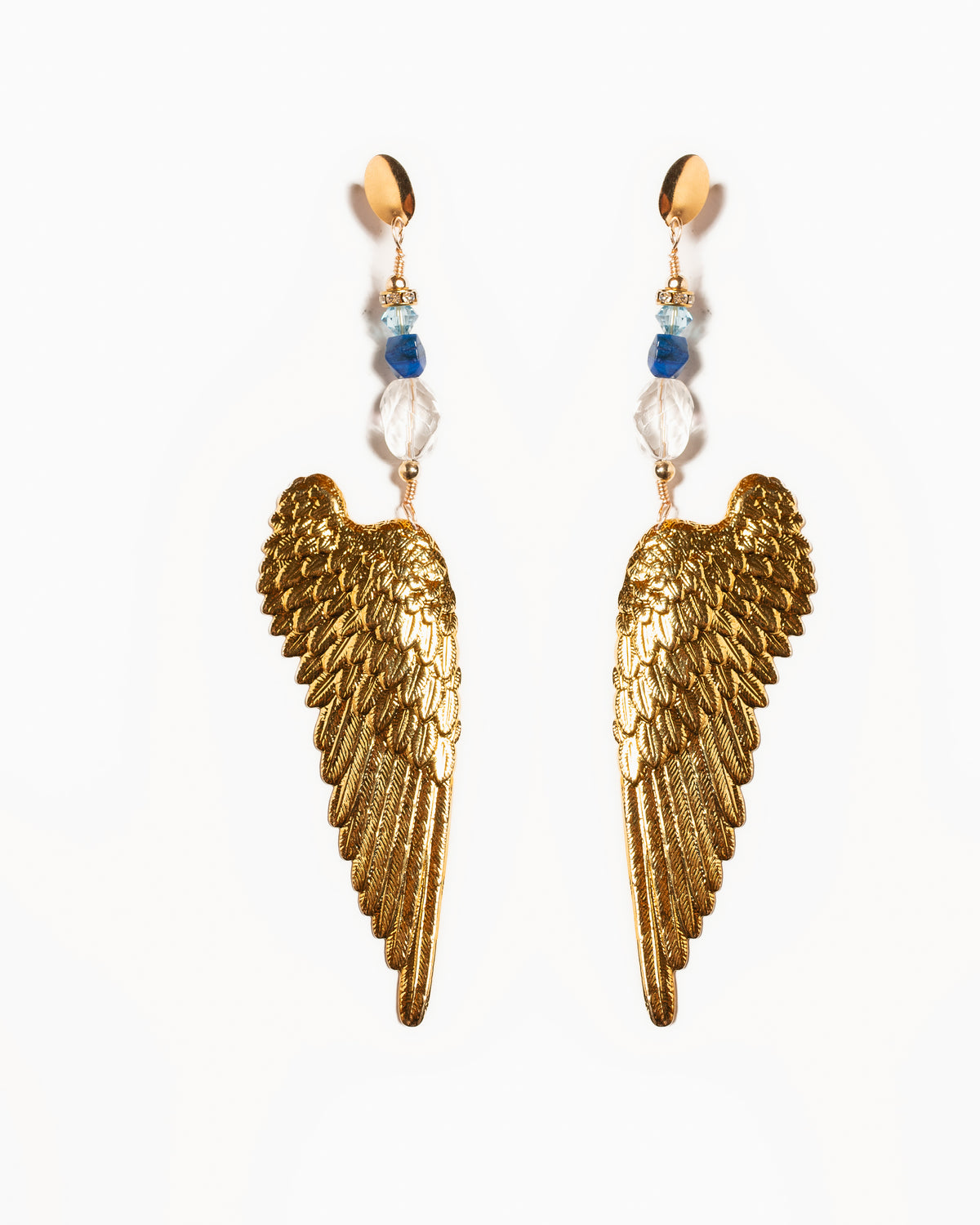 JOPHIEL EARRINGS GOLD LAPIS CRYSTAL