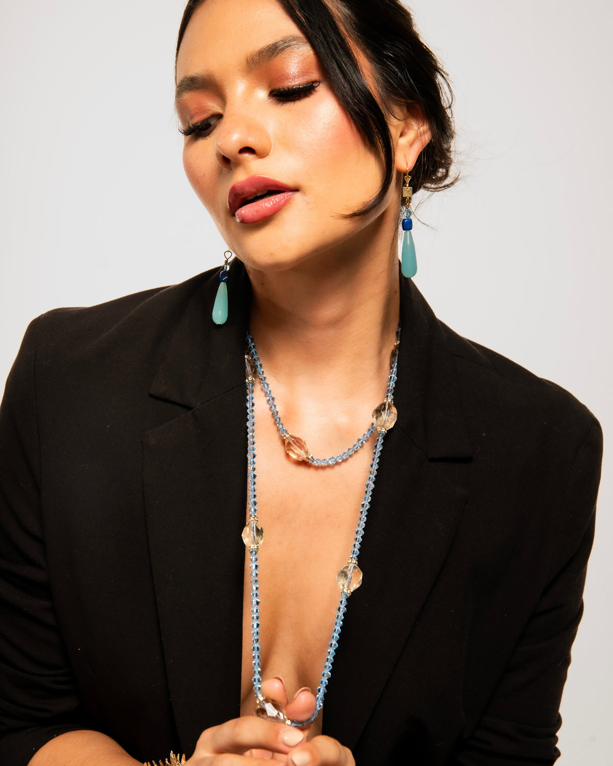 AZULEJO EARRINGS GOLD AQUA
